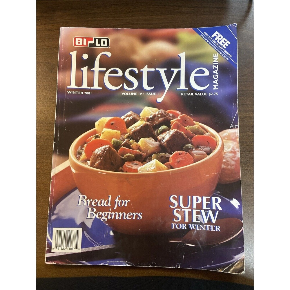 Vintage Bi-LO Grocery Store Lifestyle Magazine Winter 2001 Edition Recipes Cook‎